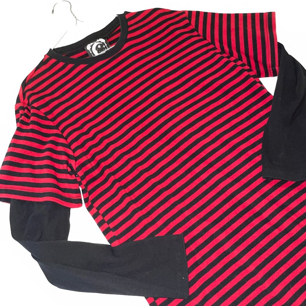 Killstar striped grunge layered long sleeve M